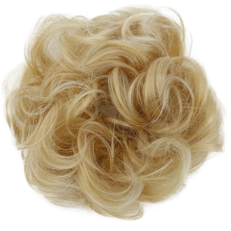 CAISHA Big Hairpiece Scrunchy Updo Bridal Hairstyle curly Messy Bun Light Blonde G15E - Image 1